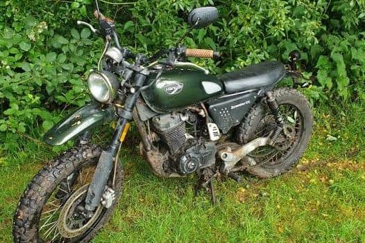 A suspected stolen scrambler bike recovered by police in Abram