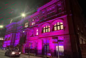 Wigan Town Hall previously lit up on Holocaust Memorial Day.