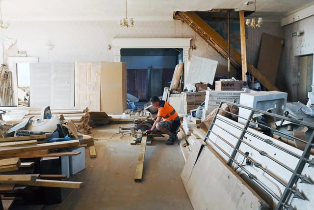 Former Masonic Hall is being renovated into apartments on Wallgate, Wigan.