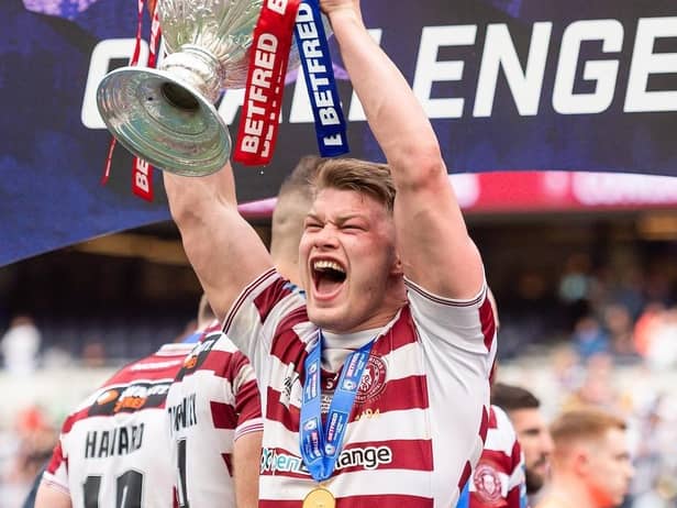 Morgan Smithies with the Challenge Cup