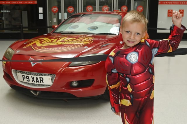 Children dress up to meet their favourite superheroes as Marvel and DC characters visit shoppers in Wigan, part of the summer holiday fun events at the Grand Arcade Shopping Centre, Wigan.