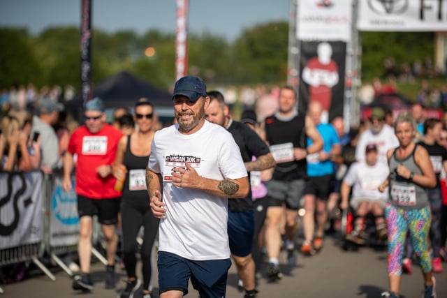 The 10th annual Wigan 10k, Wigan. Competitors Set off from the start in Mesnes Park Wigan.