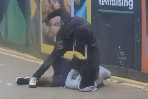 Video footage of the stabbing on Market Street, in Wigan town centre, has already been shared widely on social media