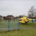 The air ambulance landed on Kipling Park