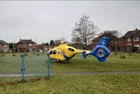 The air ambulance landed on Kipling Park