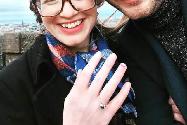 Cancer survivor Lilli Broadbent and George Kenyon got engaged at Edinburgh Castle