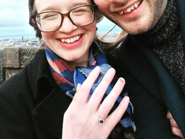 Cancer survivor Lilli Broadbent and George Kenyon got engaged at Edinburgh Castle