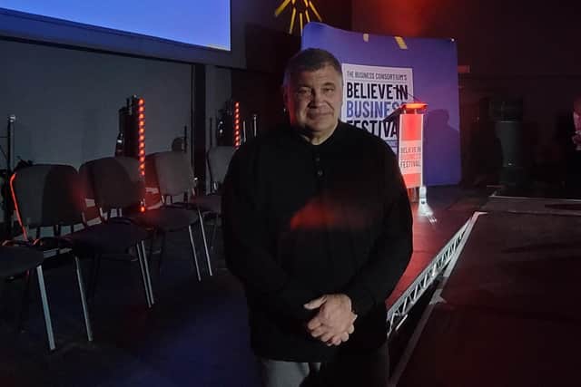 Shaun Wane after giving his speech to the Believe in Business Festival at The Edge in Wigan
