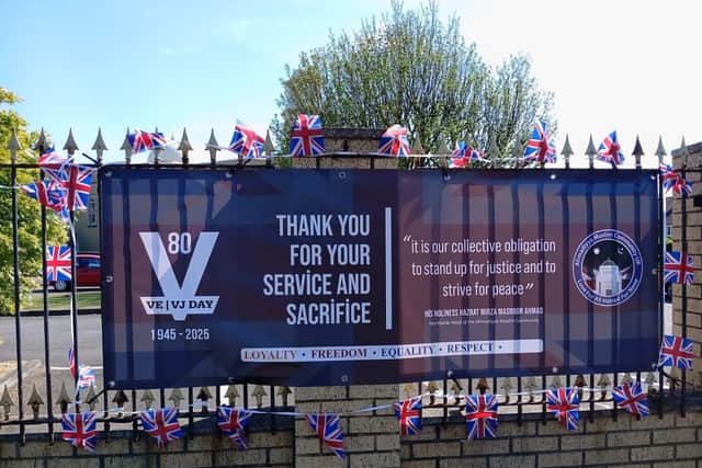 Banners have been erected to mark the 80th anniversary of VE Day