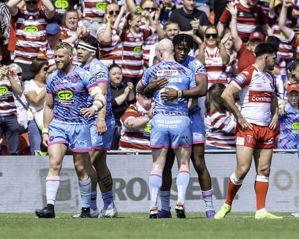 Wigan Warriors will face either Warrington Wolves or Huddersfield Giants in the Challenge Cup final
