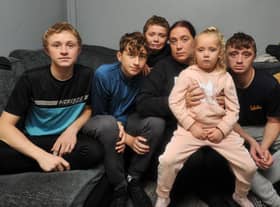 Kerry Stroud, with children, from left, Kyle,16, Josh, 18, Alex, 10, Kerry Stroud, Lexi, five, and Jake, 22, her other son Austin isn't pictured.