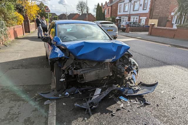 Crashed front of car