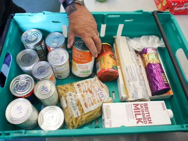 Vital everyday items being prepared to go to someone at a foodbank.