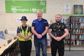 Coun Paul Collins with PCSOs Amanda and Andy
