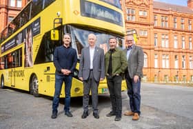 (L-R) Sacha Lord, Night Time Economy Adviser for Greater Manchester; Vernon Everitt, Transport Commissioner for Greater Manchester; Mark Wantling, Chief Infrastructure Officer at the University of Salford; Nigel Featham, Managing Director at Go North West.