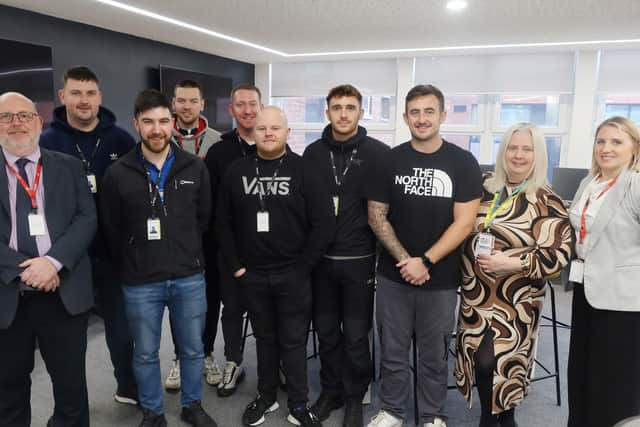 The first group of mechanical engineers from Kraft Heinz with College Lecturer, Chris Yates on far left, Training and Development Manager at Kraft Heinz (Kitt Green site), Marianne Thompson – second from right. Head of Apprenticeships at the College, Sarah Boyd – far left