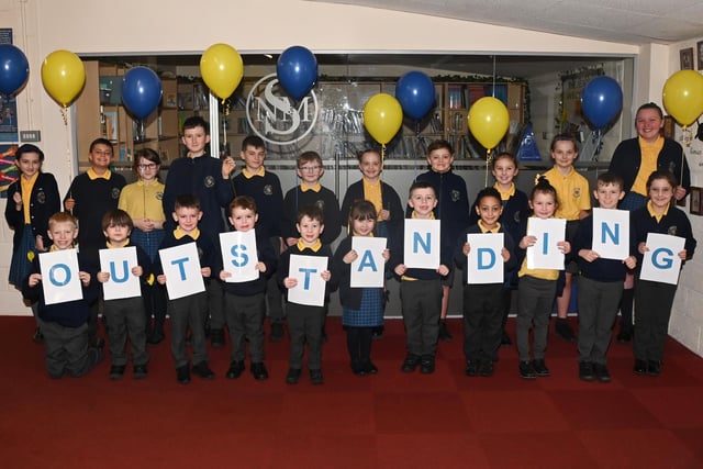 Nicol Mere primary school, Ashton-in-Makerfield, celebrate gaining an outstanding Ofsted report.