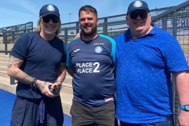 Left to right: part-owner of Macclesfield Town Robbie Savage, Peter Hill and Neville Southall who was P2P manager for the day