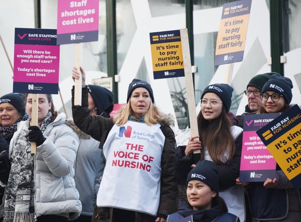 <p>Nurses braving freezing temperatures to form a picket line.</p>