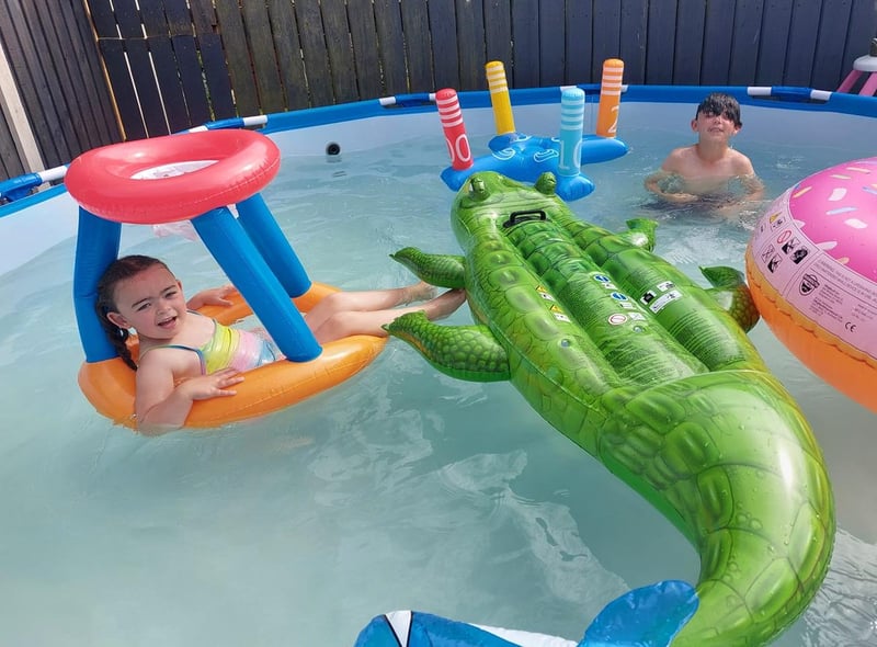 Xiva and Lincoln have fun in the pool - sent by Jennifer Rigby
