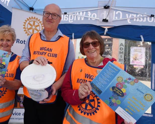 Wigan Rotary Club's Freda Neacy, Pierre Steele and Eunice Smethurst