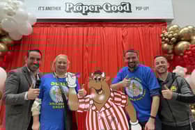 From left: John Norcott, game show host; Liz Douglas, Roots and Branches Social Enterprise; David Baxter, Wigan and Leigh Community Charity; Alex Winstanley, Happy Smiles CIC