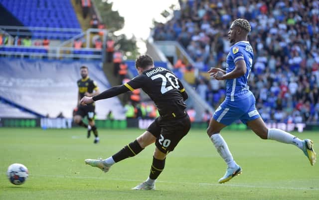 Nathan Broadhead scores the winning goal at Birmingham