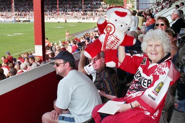 Jane Park, 91-years -old  in her seat at Central Park after supporting Wigan for 85 years at Central Park.