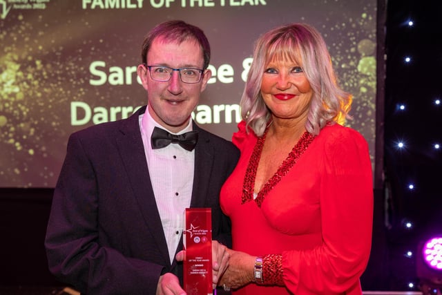 FAMILY OF THE YEAR
WINNER- Sarah Gee & Darren Barnett Darren  is pictured with Janice Cullen of National World.