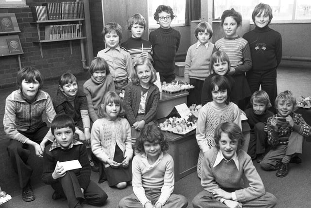 RETRO 1978 Standish St Wilfrid's Primary School pupils with their egg decorations