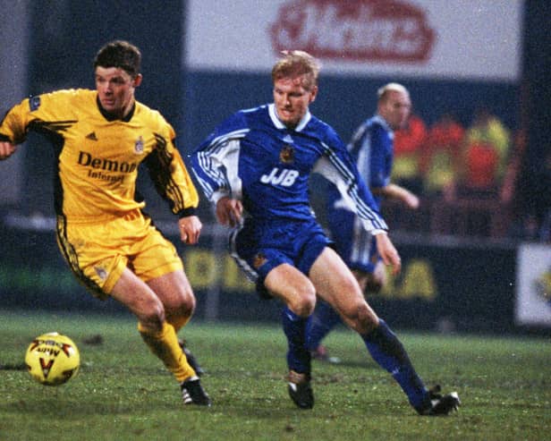 RETRO - WIGAN - 1998 - Wigan Athletic (blue kit) take on Fulham at Springfield, Wigan.  1st December 1998.