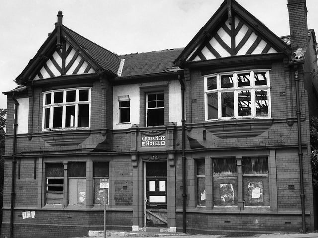 The Cross Keys Hotel on Bridge Street, Hindley, threatened with demolition in 1995. The hotel was opened in 1901.