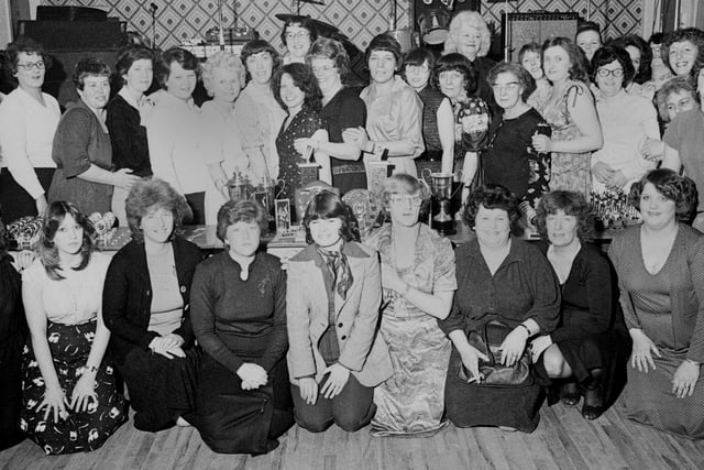 A ladies darts and dominoes presentation night at Wigan Railway Club in 1980.