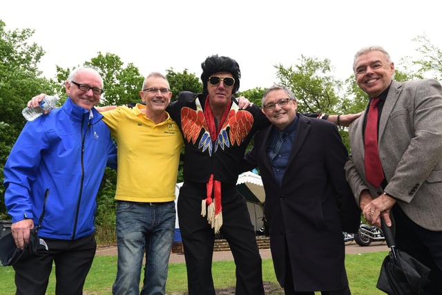 Festival organiser Ian Unsworth, second from left, with "Elvis" and councillors Jim Moody, Chris Ready and Ron Conway