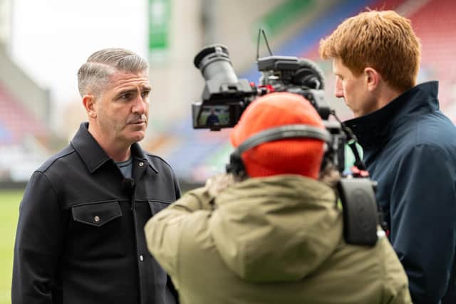 Ryan Lowe meeting the media pitchside on Thursday morning
