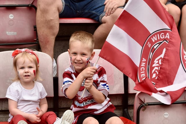 Wigan Warriors fans at the DW Stadium for the Challenge Cup quarter-final tie against Warrington Wolves.