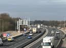 The installation of gantries to hold electronic signs is well underway along the northern section of the project south of Wigan