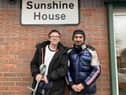 Mo Ahmed and William Elvin outside Sunshine House in Scholes