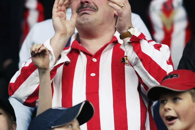 Sunderland fans start to feel the pain as they are relegated against Birmingham City on April 12, 2003 at St Andrew's.
