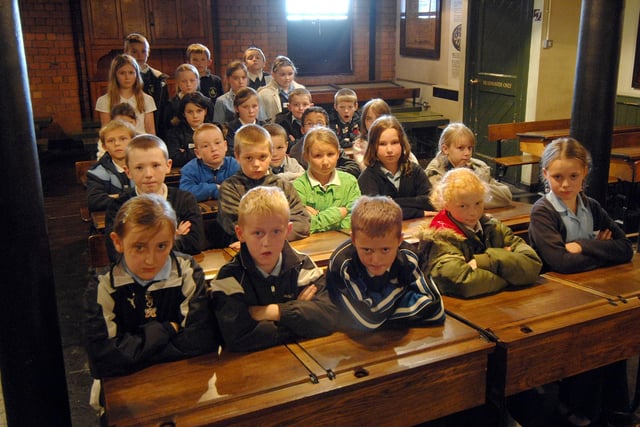 Pupils from Wharton Primary School in the school room. RETRO 2007