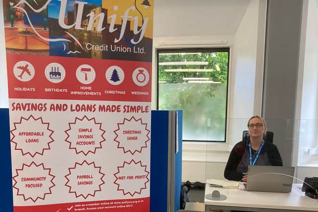 Sam Hayes, Unify's Leigh branch manager in the credit union's temporary base at the Turnpike