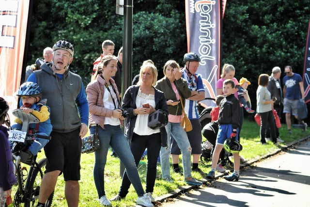 Supporters watch the Wigan Bike Ride in 2017