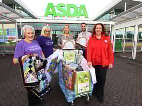 From left, Sue Ince and Barbara Kennedy from Project Linus, who make quilts and blankets, Maureen Holcroft founder of Daffodils Dreams, Asda deputy manager Joe Devlin and Asda community champion Wendy Ainscough, pictured outside ASDA supermarket, one of the drop-off points for donations.