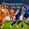 Fraser Murray nods home the third goal against Blackpool
