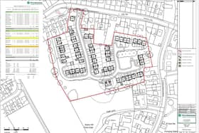 A plan showing how the 57 homes would fit onto a plot of land on Pepper Lane, Standish