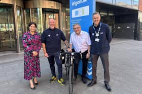 Andrew Hakesley (second left) with Coun Nazia Rehman, Coun Chris Ready and Be Well Leisure Development and Operations Manager Andy Hewitt (right)