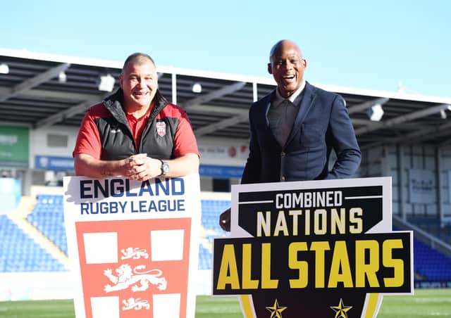 England's Shaun Wane with All Stars coach Ellery Hanley