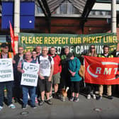 Picketers outside Wallgate station
