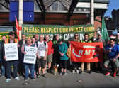 Picketers outside Wallgate station