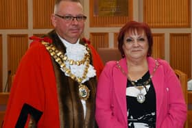 Coun Debbie Parkinson, right wearing the chain